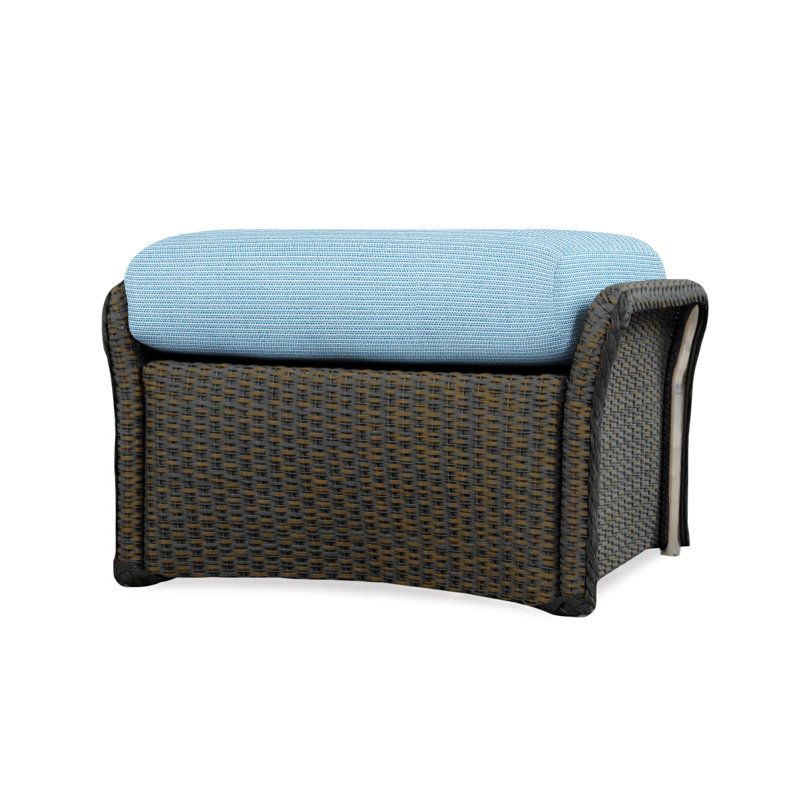 Weekend Retreat Outdoor Ottoman, Consider Indigo, Mink