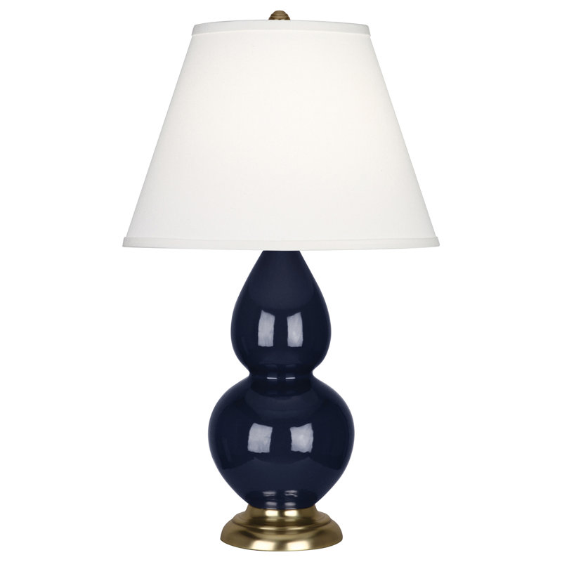 Petite lampe de table à double gourde 22,75 po, Bleu minuit / laiton antique