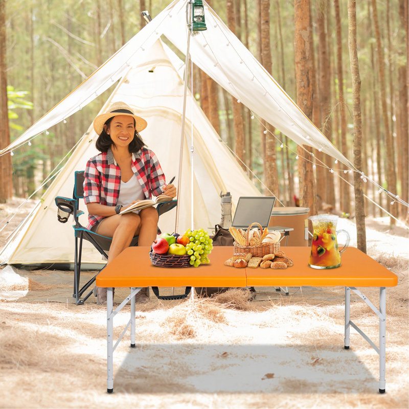 Table pliante portative 4 pi 4 po poids pliable intérieur et extérieur 135 kg, Orange