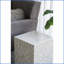 Tabouret carré avec coquille de Capiz blanche Base dorée | Crème / blanc | Or