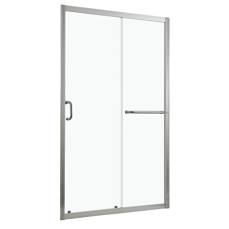  60 po X P 72 po H Porte de douche coulissante simple semi-sans cadre H en nickel brossé avec verre transparent