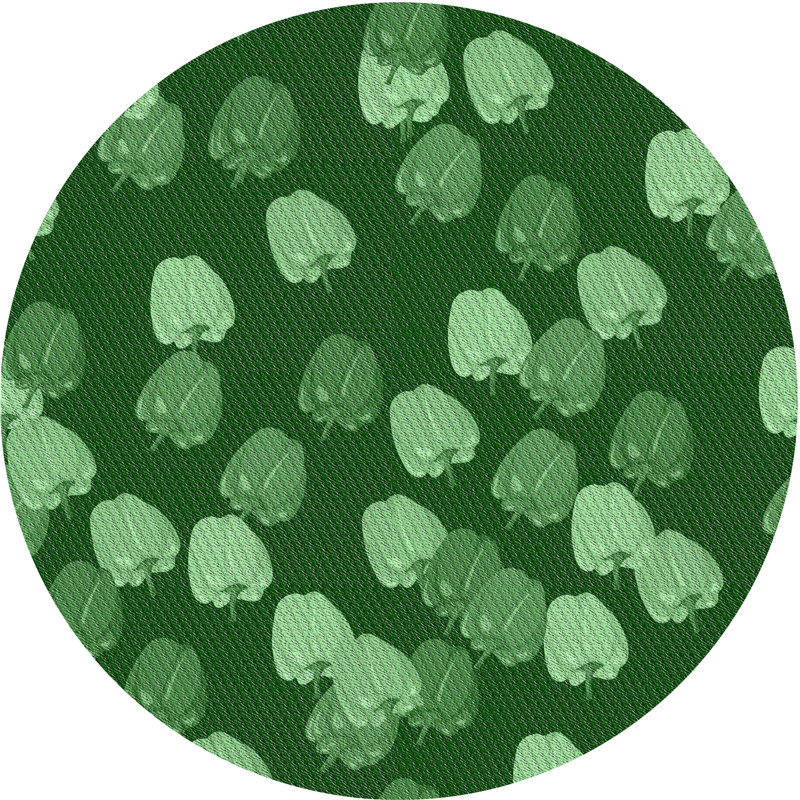 Tapis vert/bleu foncé à motifs, Rond 4 pi