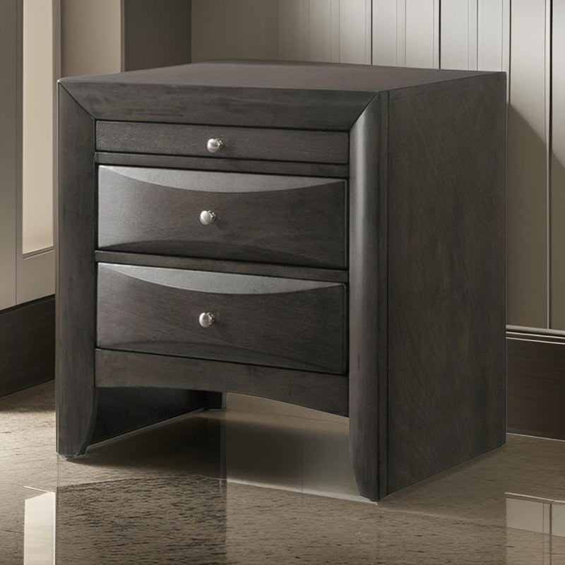 Joeanne 25.6'' W Solid Wood Nightstand, Gray