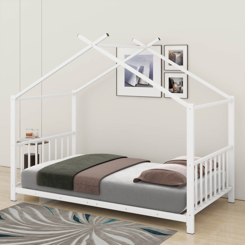 Lit plateforme simple en métal, Blanc