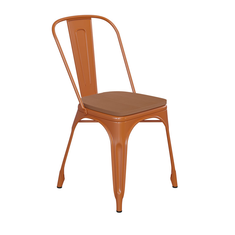 Chaise empilable Calliah, Teck, Orange
