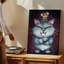 Toile, illustration animée de style dessin animé mettant en vedette un grand chat gris avec des caractéristiques exagérées-1355501990