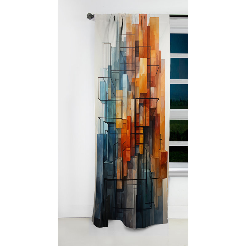 Standish - Rideau Shapes - Rideau abstrait occultant en velours - 1 panneau, L 52 po x L 84 po