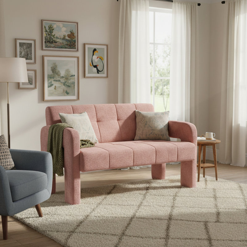 Canapé moderne double rembourré compact, Rose