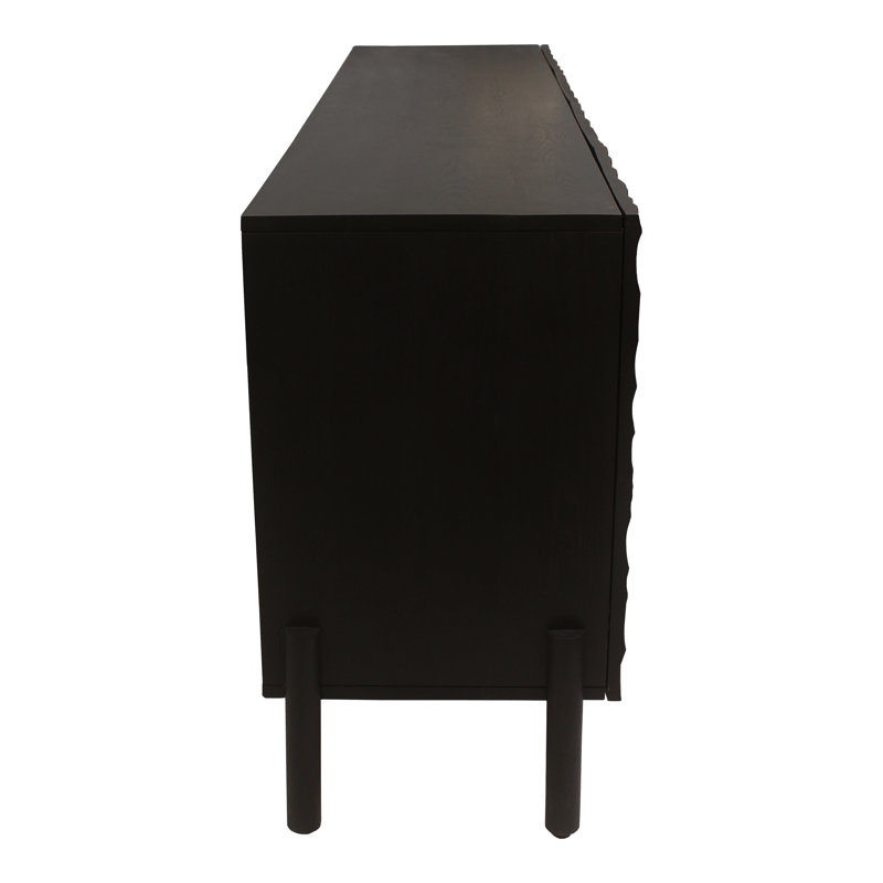 Fife 71'' Black Solid Wood Sideboard with Hand-Chiseled Doors