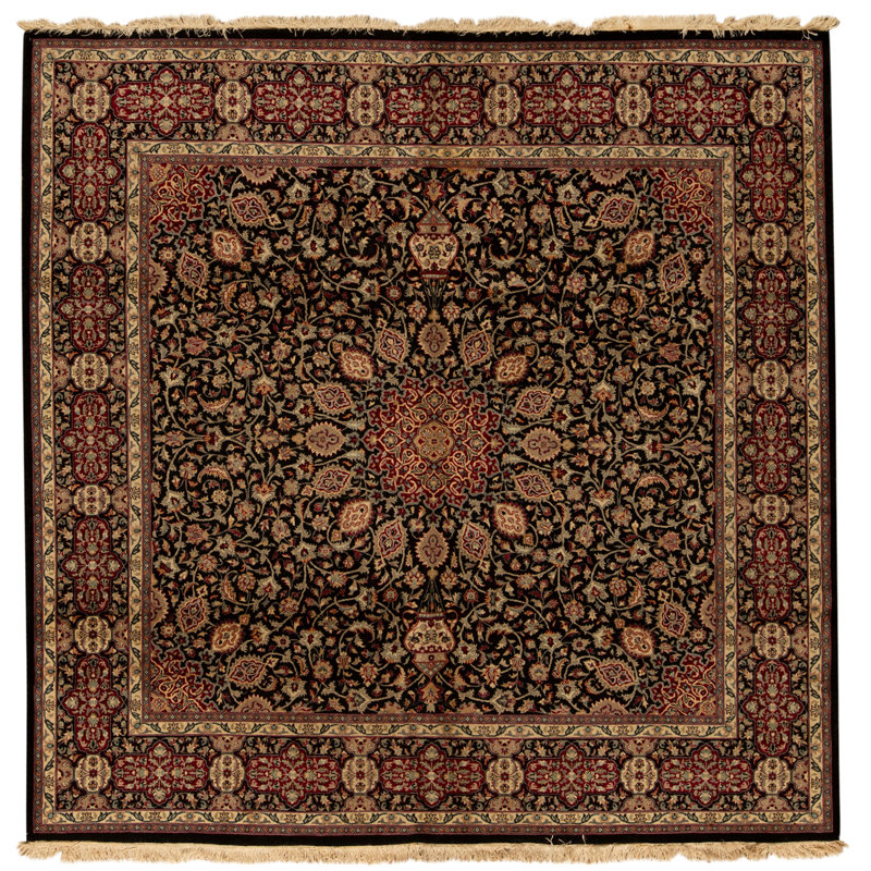 Hand Knotted Wool Area Rug in Black