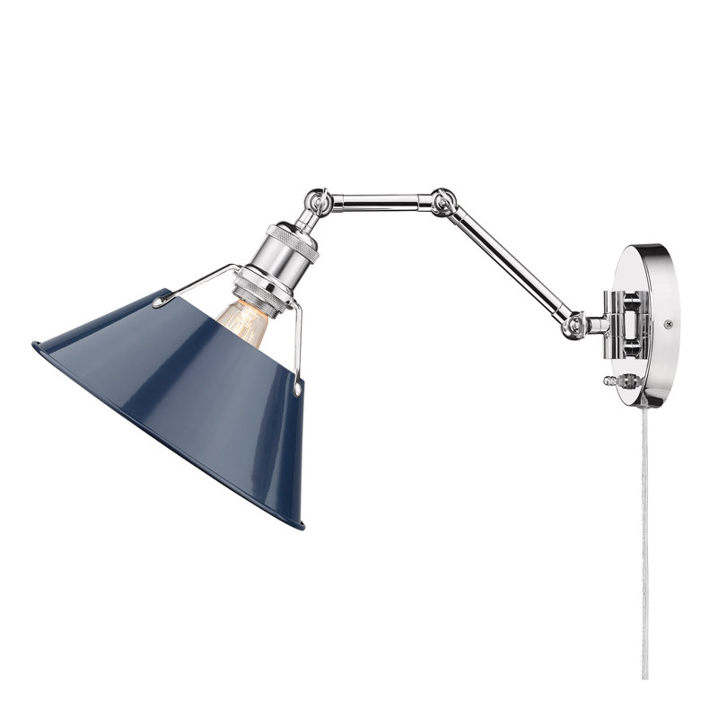 Chrome and Navy Blue Articulating Wall Sconce
