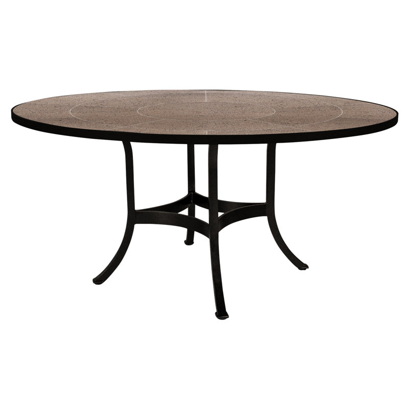 Outdoor Round Dining Table, 54" W x 54" L x 29.5" H, Canyon Taupe, Carbon Black