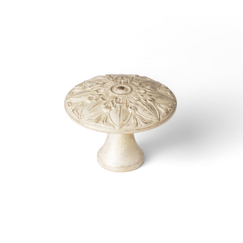Poignée champignon 1 1/3 po de style rétro médiéval, Or crème