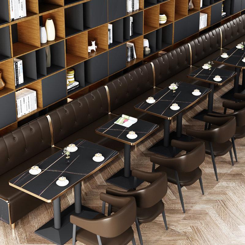 Banc rembourré en similicuir Modern Light Luxury, Café noir
