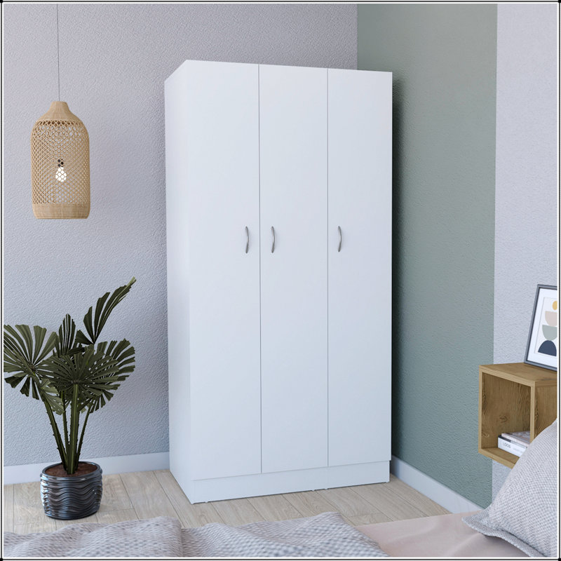 Armoire Ohio avec 3 portes, 2 tiroirs et 4 tablettes à 4 niveaux pour un rangement organisé et une esthétique moderne