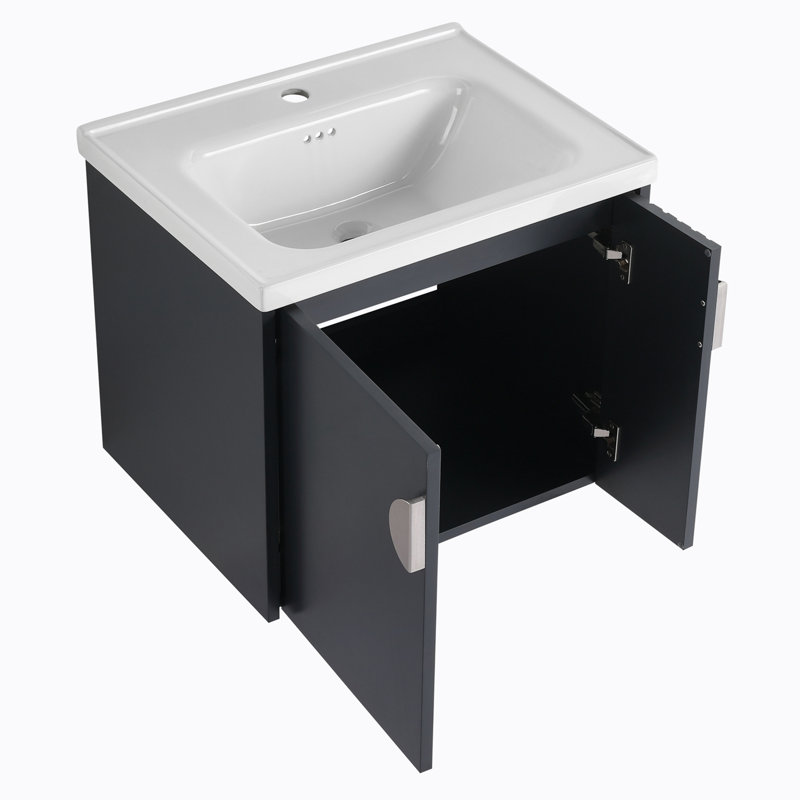 23.8'' Single Bathroom Vanity with Top, Black