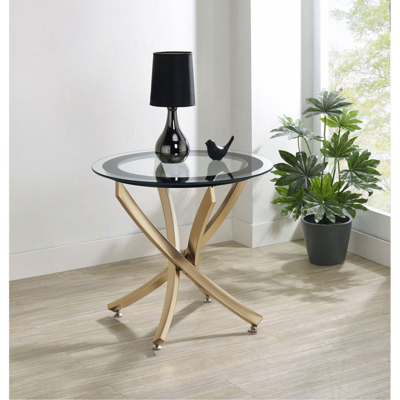 Table de bout Connors, H 22 po x l 23,5 po x P 23,5 po, Transparent / Brushed Brass