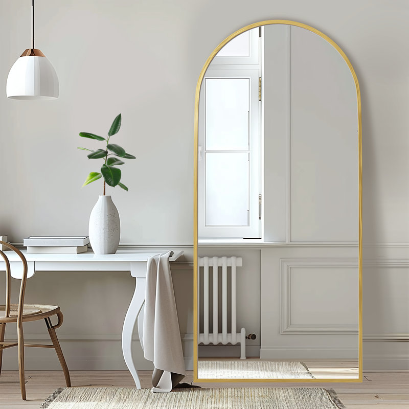 Grand miroir de plancher arqué pleine longueur, Or, 67 po x 24 po
