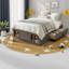 Grand lit plateforme moderne avec rangement en MDF et bois massif