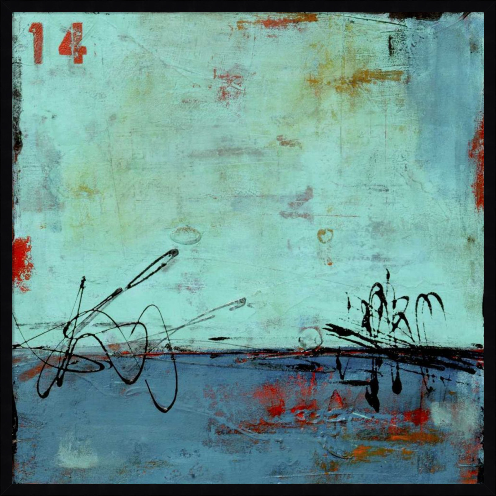 Blue Bay Marina No. 2 Print by Erin Ashley, 33" H x 33" W, Black