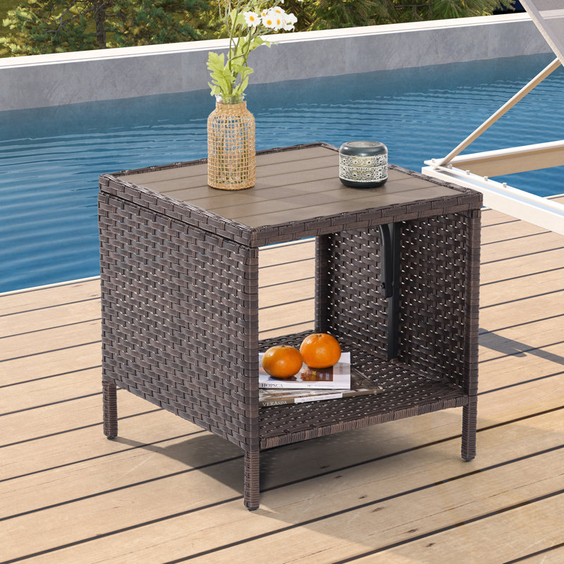 Askwith Square 18'' L x 18'' W Outdoor Side Table, Brown