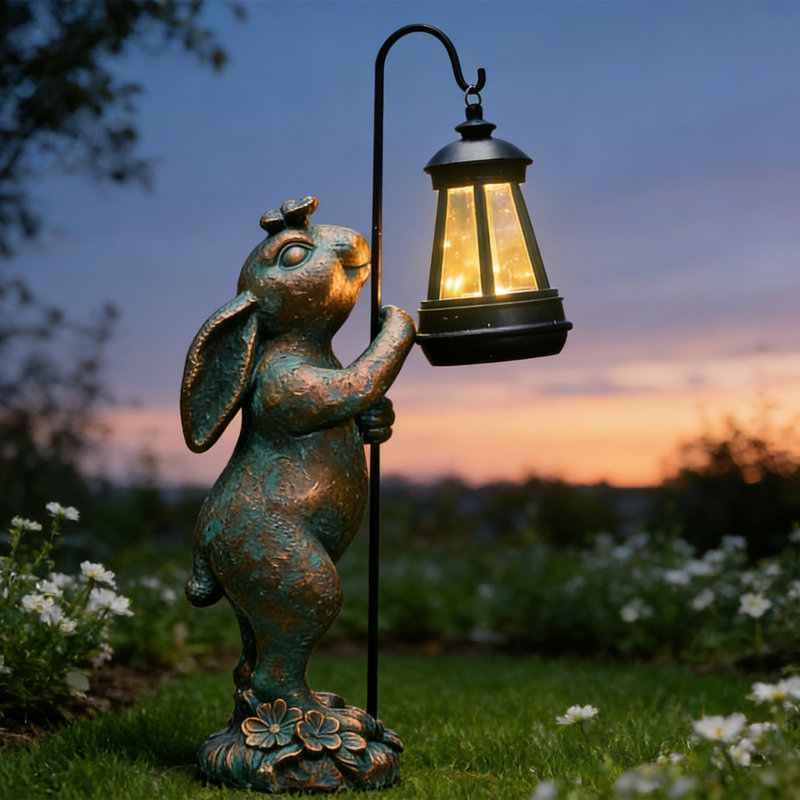 Statues décoratives de lapin solaires pour jardin - Idée cadeau d'anniversaire pour maman - Décoration pour la maison, le jardin, la pelouse, le porche, la terrasse ou le balcon