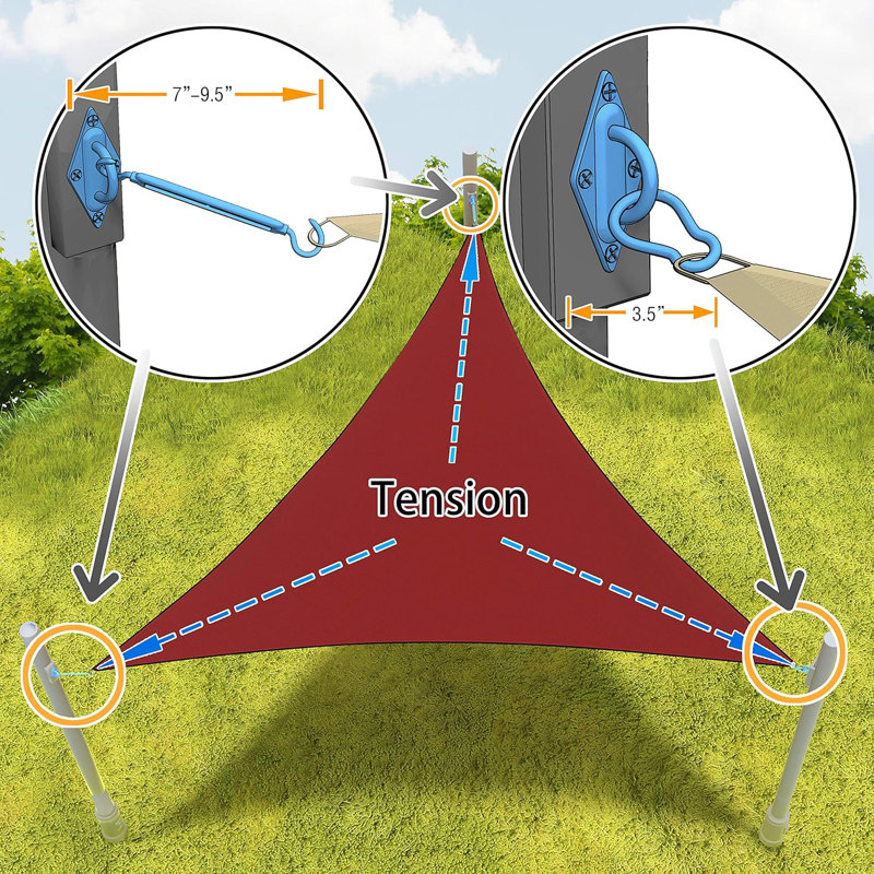 Stainless Steel 6 Inch Triangle Sun Shade Sail Hardware Kit