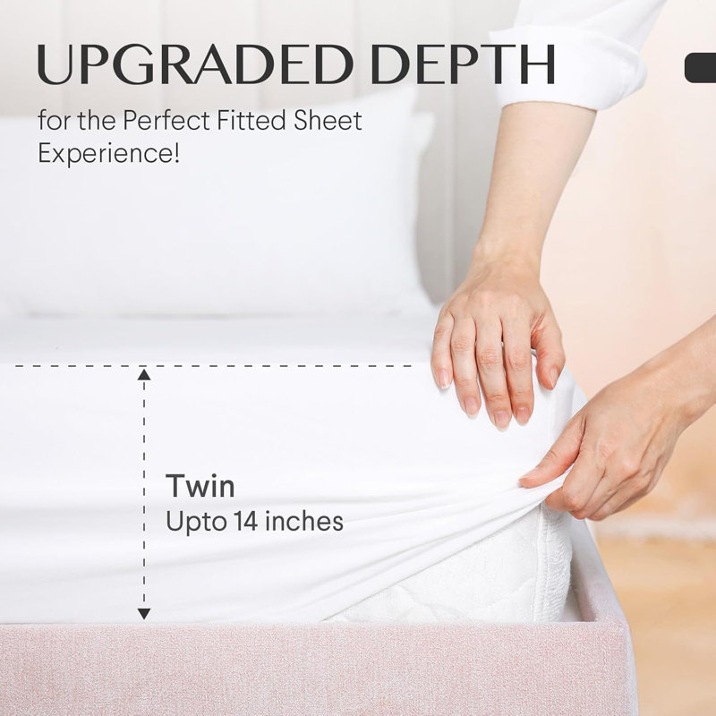Drap-housse FAUNNA - Drap-housse 100% coton 800 fils, Drap-housse simple très long