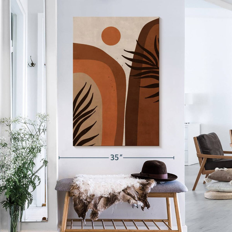 Abstrait terre cuite sur toile, H 39 po x l 26 po x P 1,25 po