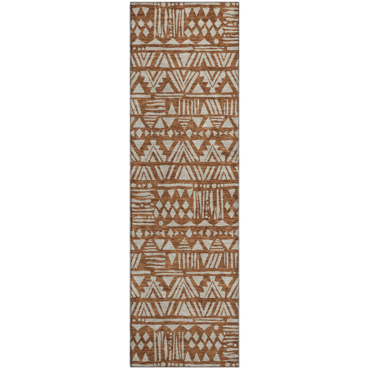 Premium Machine Washable Prisco Terracotta Rug