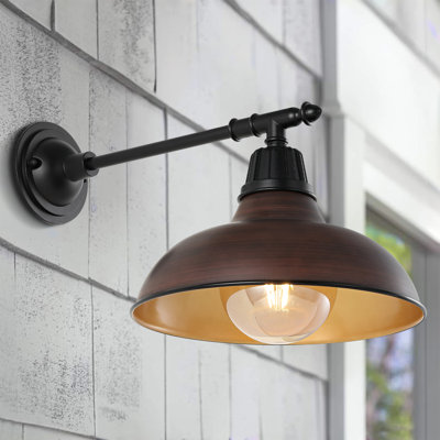 Annalysia 12.25" 1-Light Farmhouse Industrial Indoor/Outdoor Iron LED Victorian Arm Outdoor Sconce