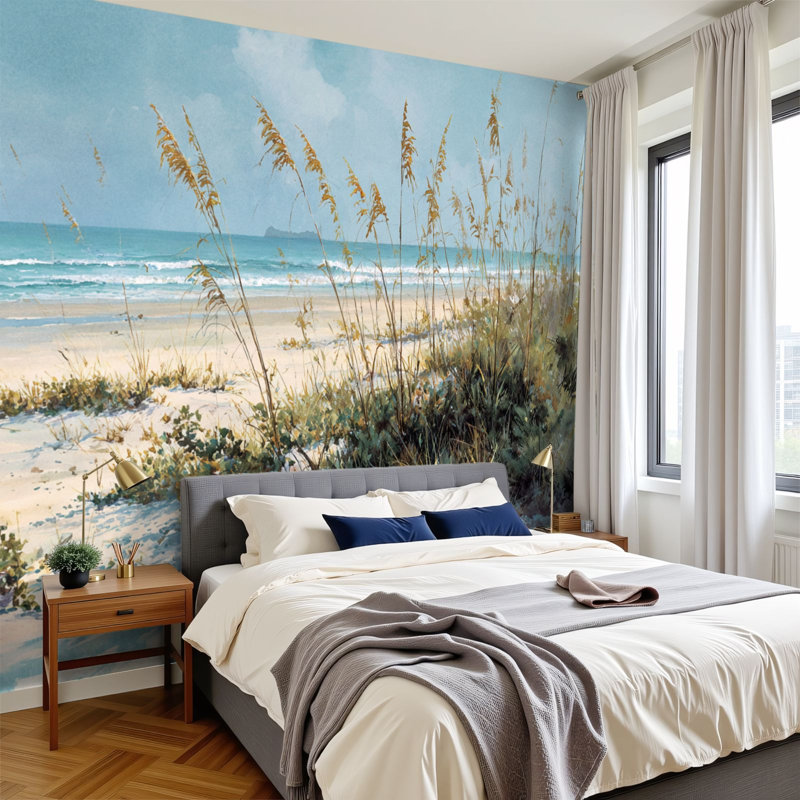 Papier peint adhésif Coastal Ocean Horizon Soft Sunlight, L 144 po x l 100 po