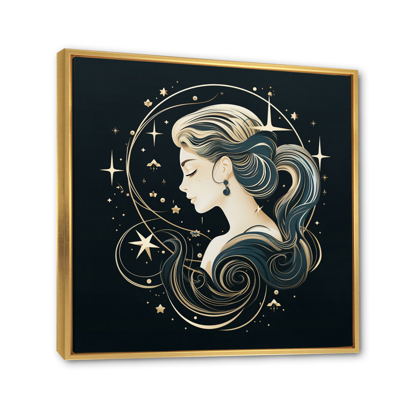 Astrologique Stargazer VI sur toile, H 30 po x l 30 po x P 1 po, Cadre flottant doré