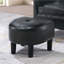 Élégant fauteuil d'appoint noir moderne avec repose-pieds rembourré en tissu et similicuir
