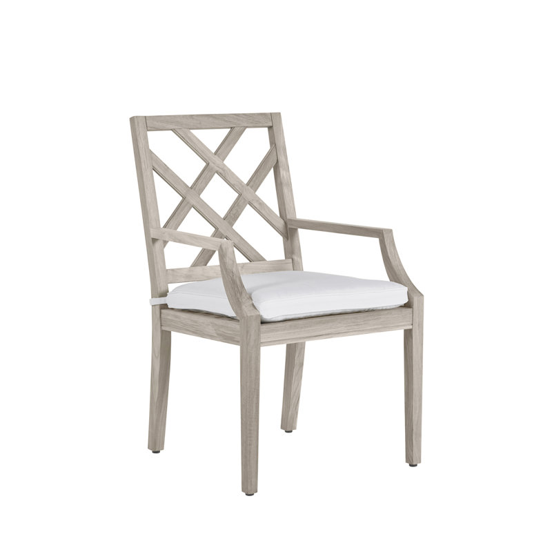 Haley Patio Dining Armchair with Cushions, Welt, Indigo Velvet, Oyster Teak