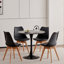 Extendable Round Faux Marble Top Metal Base Dining Table