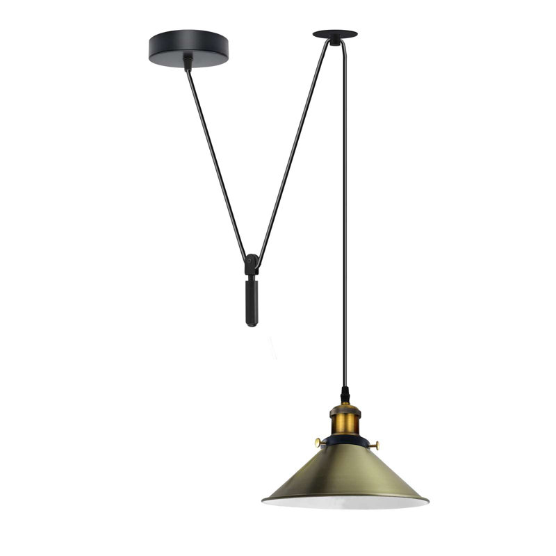 Anahla 1-Light Modern Industrial  Cone Pendant – Adjustable Ceiling Fixture for Contemporary Spaces, Yes, Green Brass