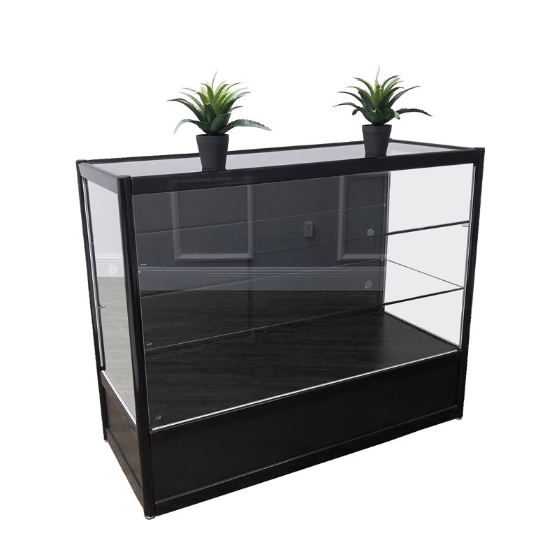 Black Aluminum Showcase Full Vision 48 Inch Frame Shelf Retail Store Display Cabinet