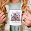 Tasse à crocheter au motif floral imprimé au crochet en fil synthétique, juste un cadeau de rat de bibliothèque avec nom personnalisé