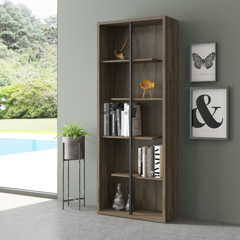 Connall Geometric Bookcase, Walnut