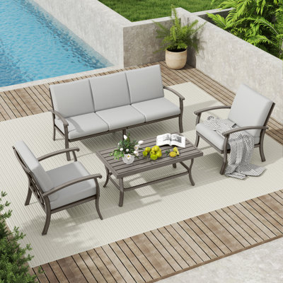 Leigh 4-Piece Patio Conversation Set with Cushions