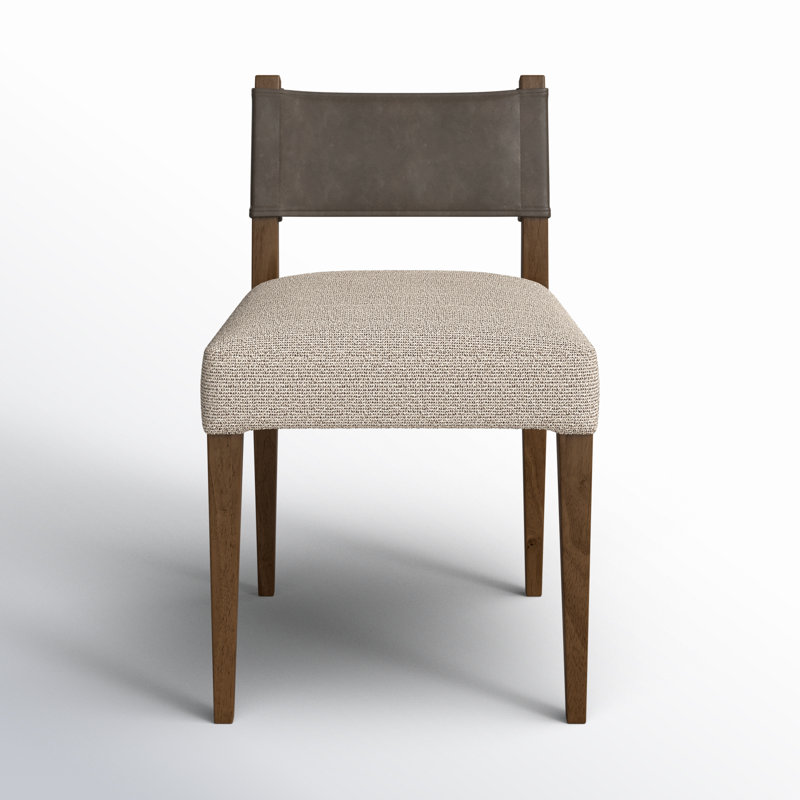 Side Chair in Charcoal, Polyester/Leather Nubuck Charcoal, Brown
