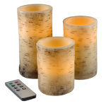 Faux Birch Bark Flameless Candles