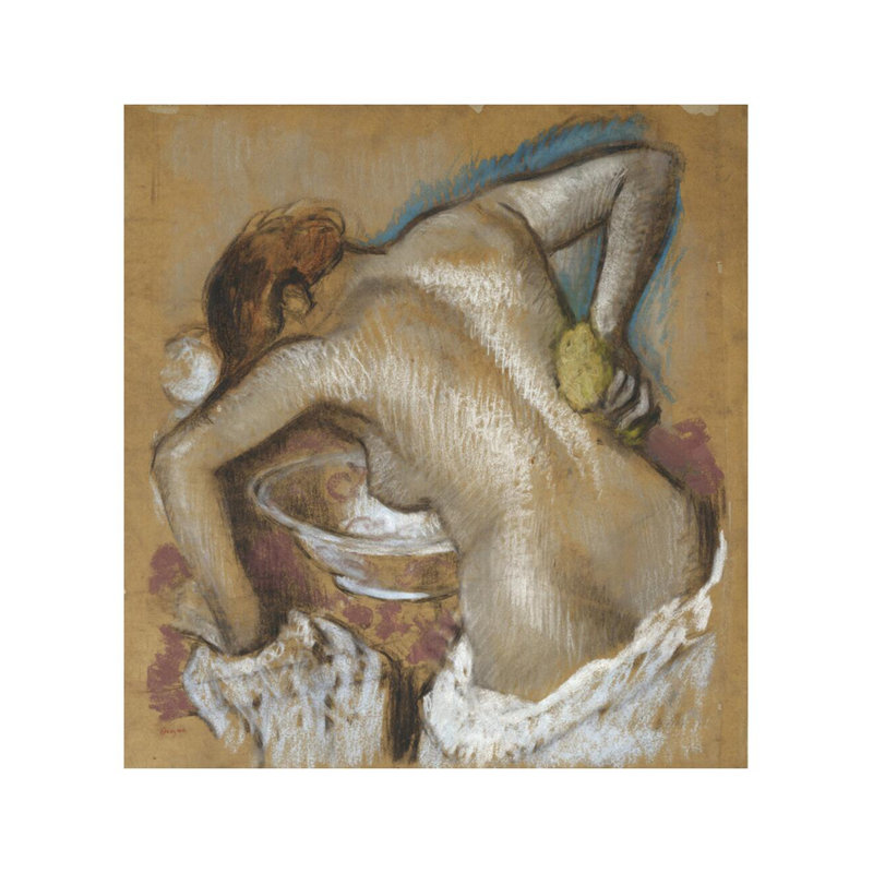 «Femme lavant le dos avec une éponge» par Edgar Degas - Impression giclée, H 28 po x l 22 po