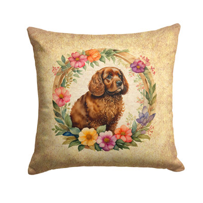 Coussin décoratif en tissu American Water Spaniel and Flowers