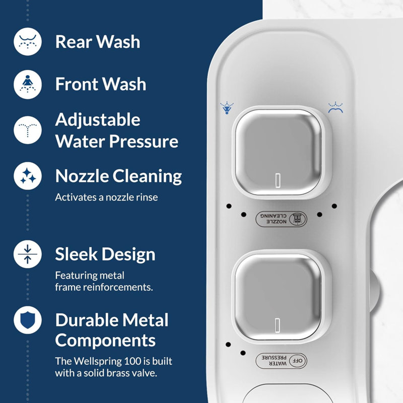 Accessoire pour bidet Bemis Ws100 Wellspring, jet d'eau douce, non électrique, facile à installer, blanc