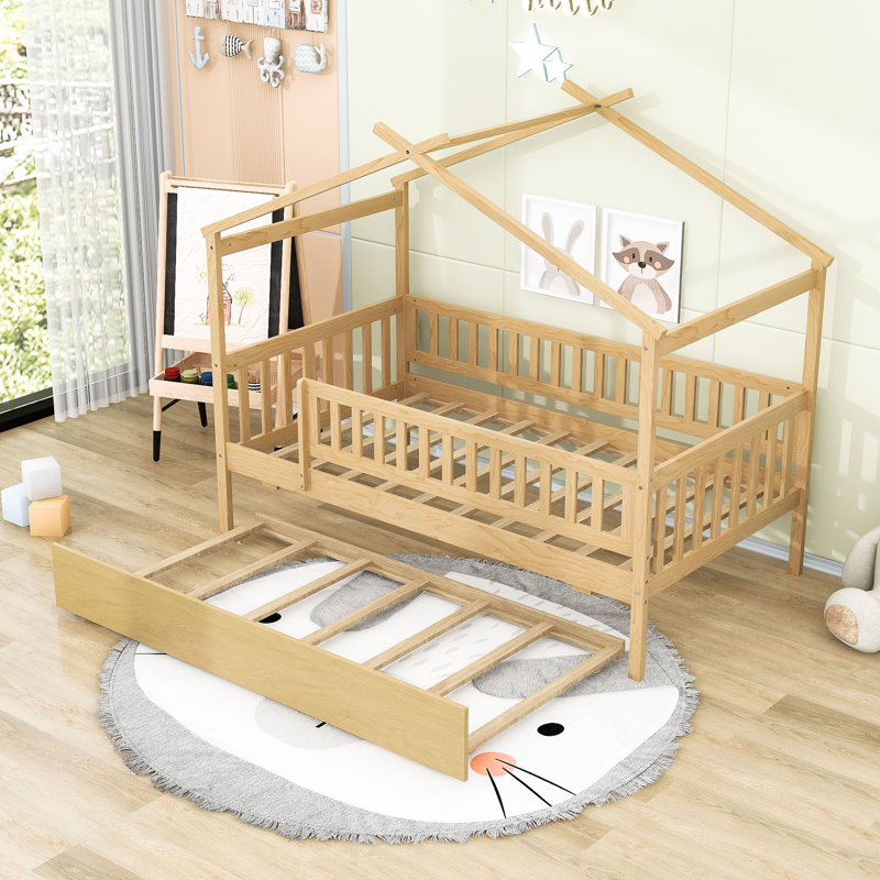 Dustee Wood Daybed with Slats, Natural, Twin