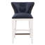 Tabouret de bar bleu en similicuir et bois blanc