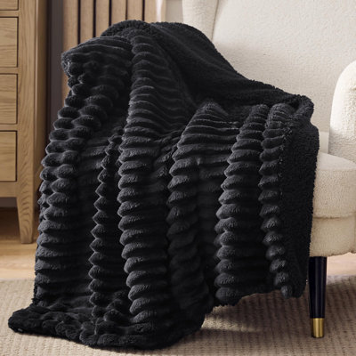Bedsure Sherpa Fleece Blanket, Reversible Soft Queen with Cozy Warmth, Stripe Design for Everyday Comfort