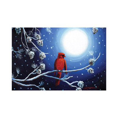 Cardinal On Christmas Eve by Laura Iverson - Wrapped Canvas Print